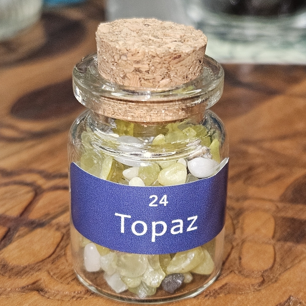Topaz Energy Healing Stones In Glass Bottle